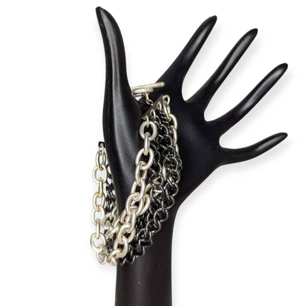 Silver and Black Chain Bracelet
